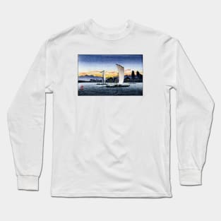 1900 Japanese Fishing Boats at Dusk Long Sleeve T-Shirt